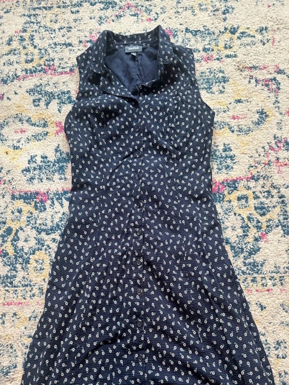 Modcloth 100% Cotton Daisy Floral Ditsy Print Retro Sleeveless Shirt Dress - 6